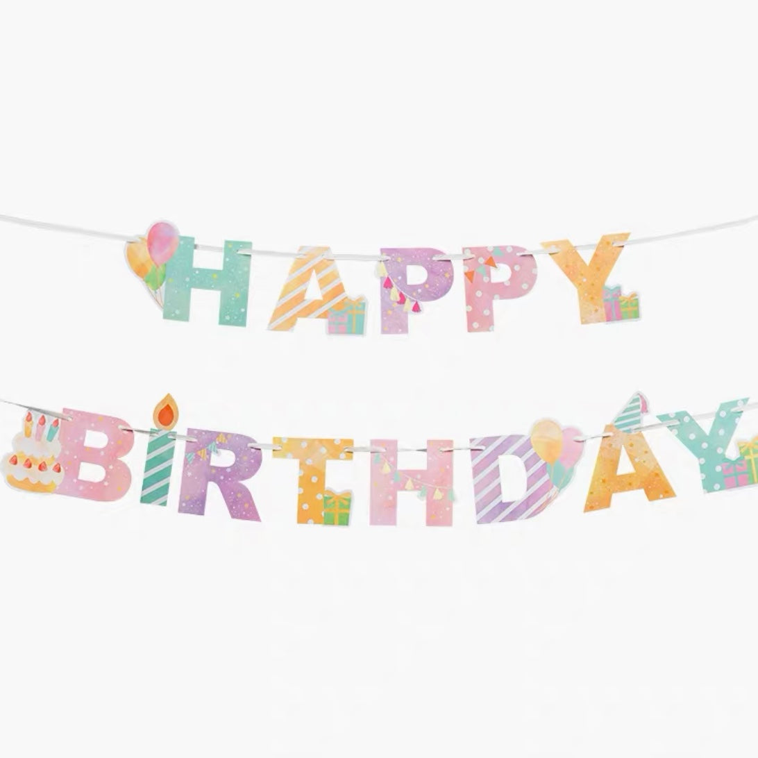 Pastel Happy Birthday Letter Banner 5ft