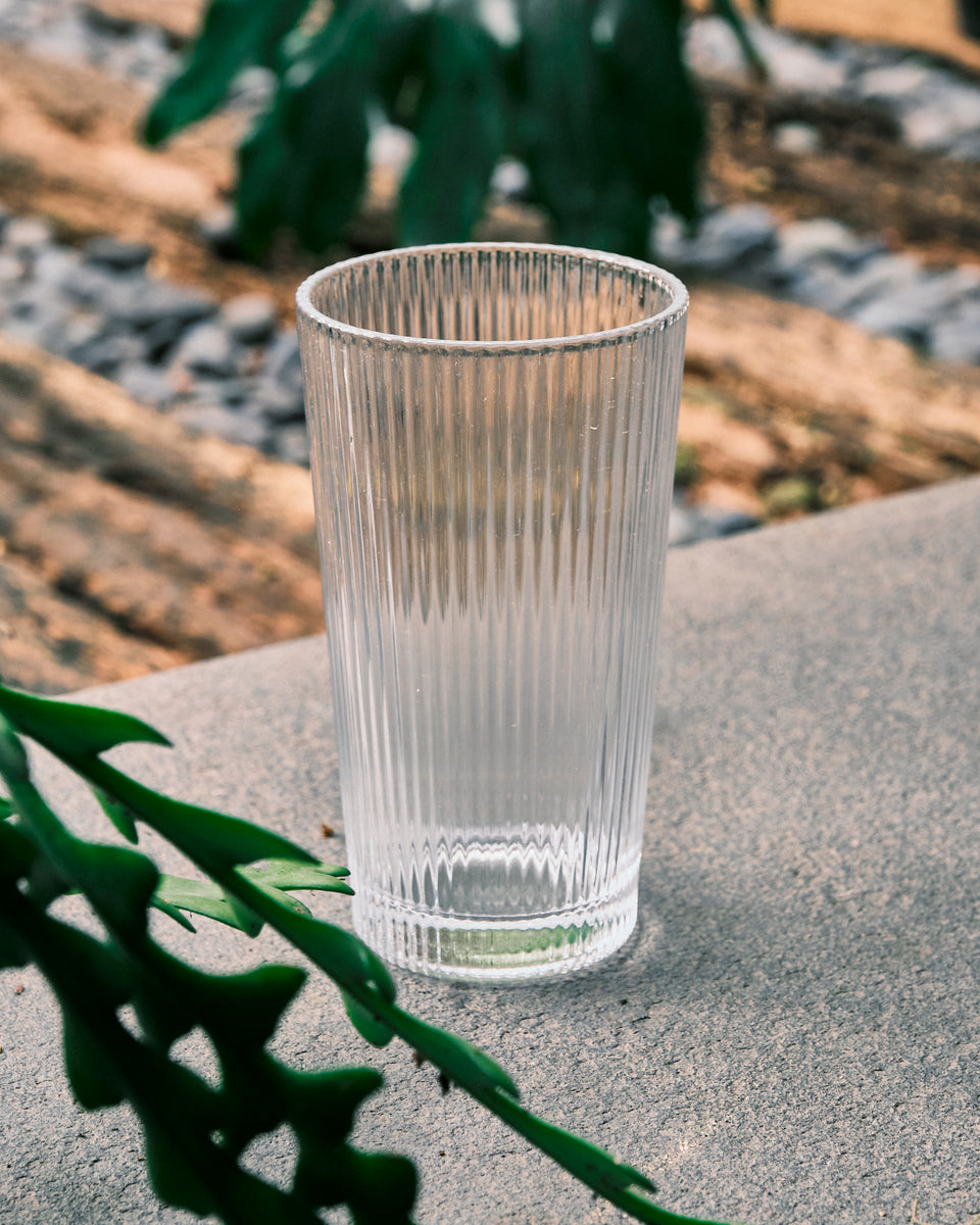 Costa Ribbed Tapered Water Glass - Short – Crane Living