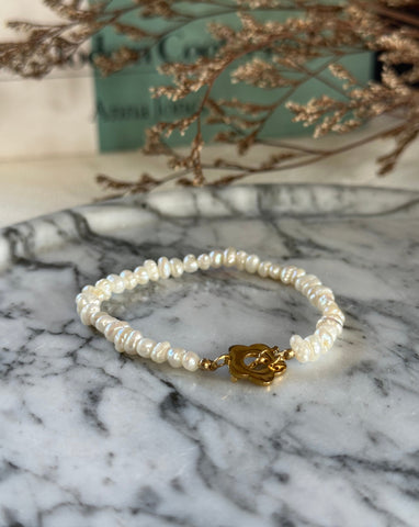 Ariel Pearl Bracelet with Flower Hook Closure