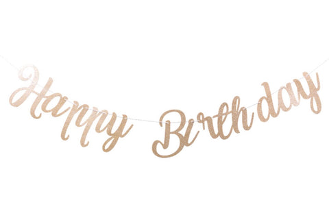 Birthday Banner (Gold Handwriting)