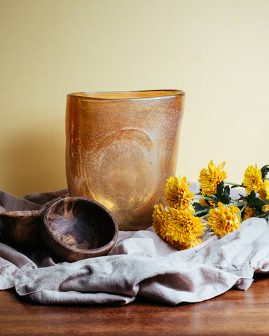 Caleb Distressed Gold Vase - Small