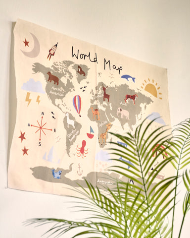 Little Explorer Canvas World Map